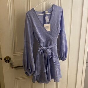 Selfie-Leslie Deep Vee Lavender Dress